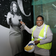 Oprah Winfrey looks at her image at the National Museum of African American History and Culture during construction.